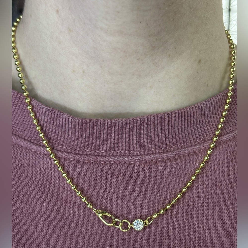 14k GF Moissanite Ball Chain